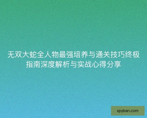 无双大蛇全人物最强培养与通关技巧终极指南深度解析与实战心得分享 无双大蛇全人物最强培养与通关技巧终极指南深度解析与实战心得分享